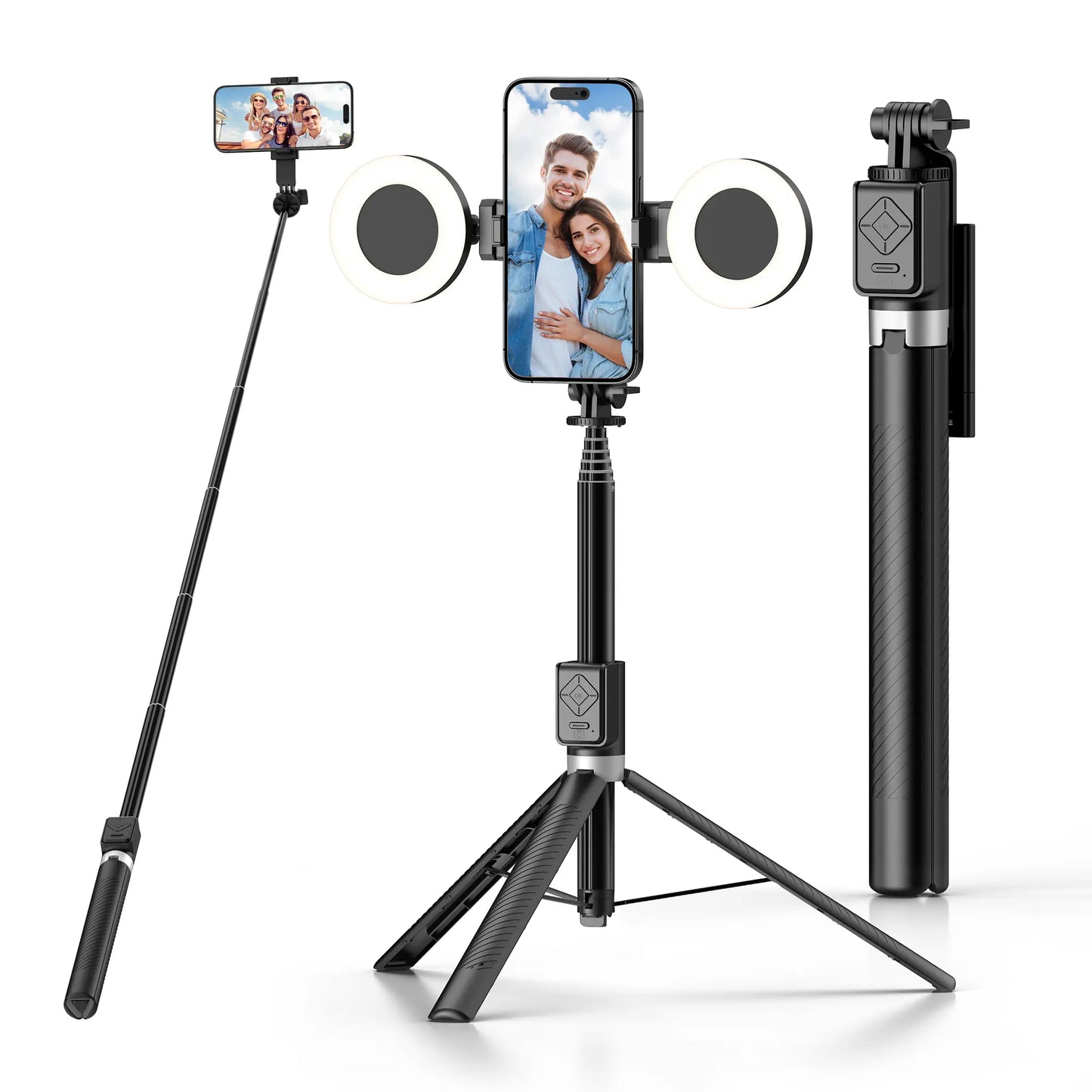 6-In-1 Alloy Selfie Stick with Fill Light - 67" Detachable Smartphone/Cellphone Tripod, Wireless Remote (Page Turner, Camera Video Recording, Music Control) for Ios (Iphone/Ipad), Android [Tools and Gadgets], Cool Gadgets