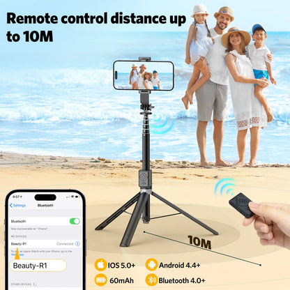 6-In-1 Alloy Selfie Stick with Fill Light - 67" Detachable Smartphone/Cellphone Tripod, Wireless Remote (Page Turner, Camera Video Recording, Music Control) for Ios (Iphone/Ipad), Android [Tools and Gadgets], Cool Gadgets