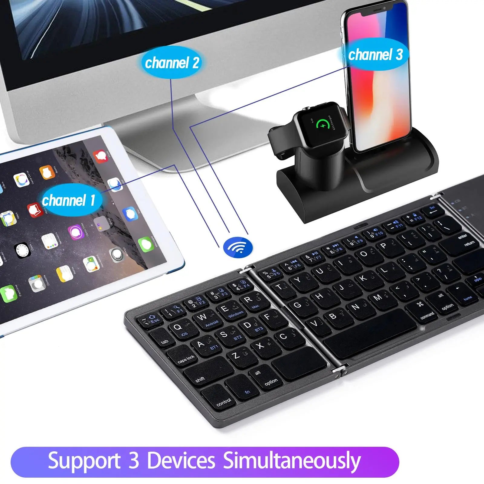 Ultra-Slim Foldable Wireless Bluetooth Keyboard for Tablets - Ideal for Home and Office Use