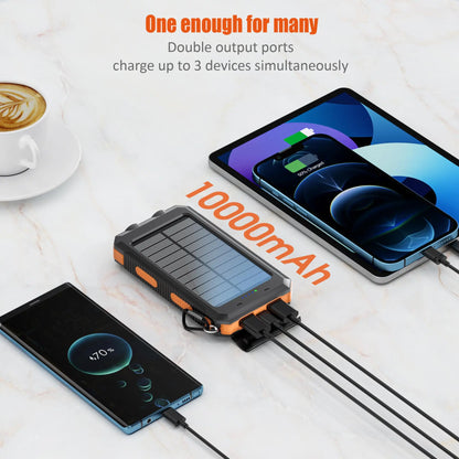 10000Mah Portable Solar Power Bank, Waterproof Solar Phone Charger with LED Light and Dual USB Ports, Compatible with Iphone and Android #GLOBAL PICKS