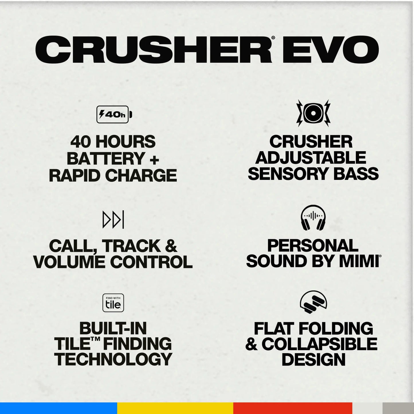 Skullcandy Crusher Evo - Bass Headphones with Personal Sound | True Wireless | Bluetooth 5.0 | Built-In Microphone Portable Audio Headphones Headset Audio