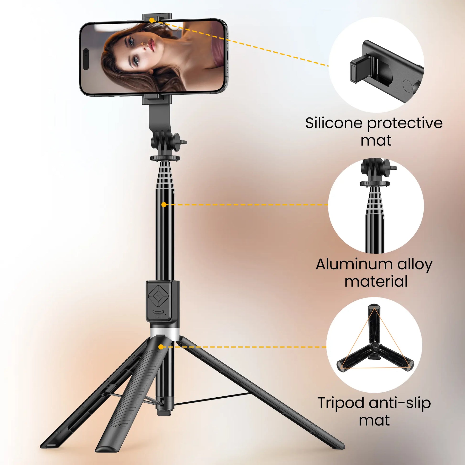 6-In-1 Alloy Selfie Stick with Fill Light - 67" Detachable Smartphone/Cellphone Tripod, Wireless Remote (Page Turner, Camera Video Recording, Music Control) for Ios (Iphone/Ipad), Android [Tools and Gadgets], Cool Gadgets