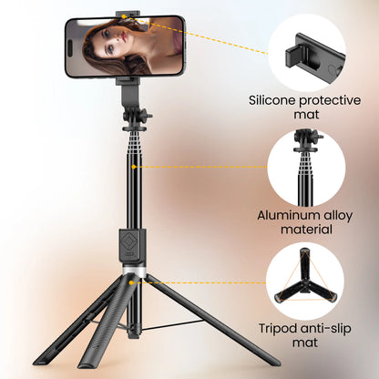 6-In-1 Alloy Selfie Stick with Fill Light - 67" Detachable Smartphone/Cellphone Tripod, Wireless Remote (Page Turner, Camera Video Recording, Music Control) for Ios (Iphone/Ipad), Android [Tools and Gadgets], Cool Gadgets