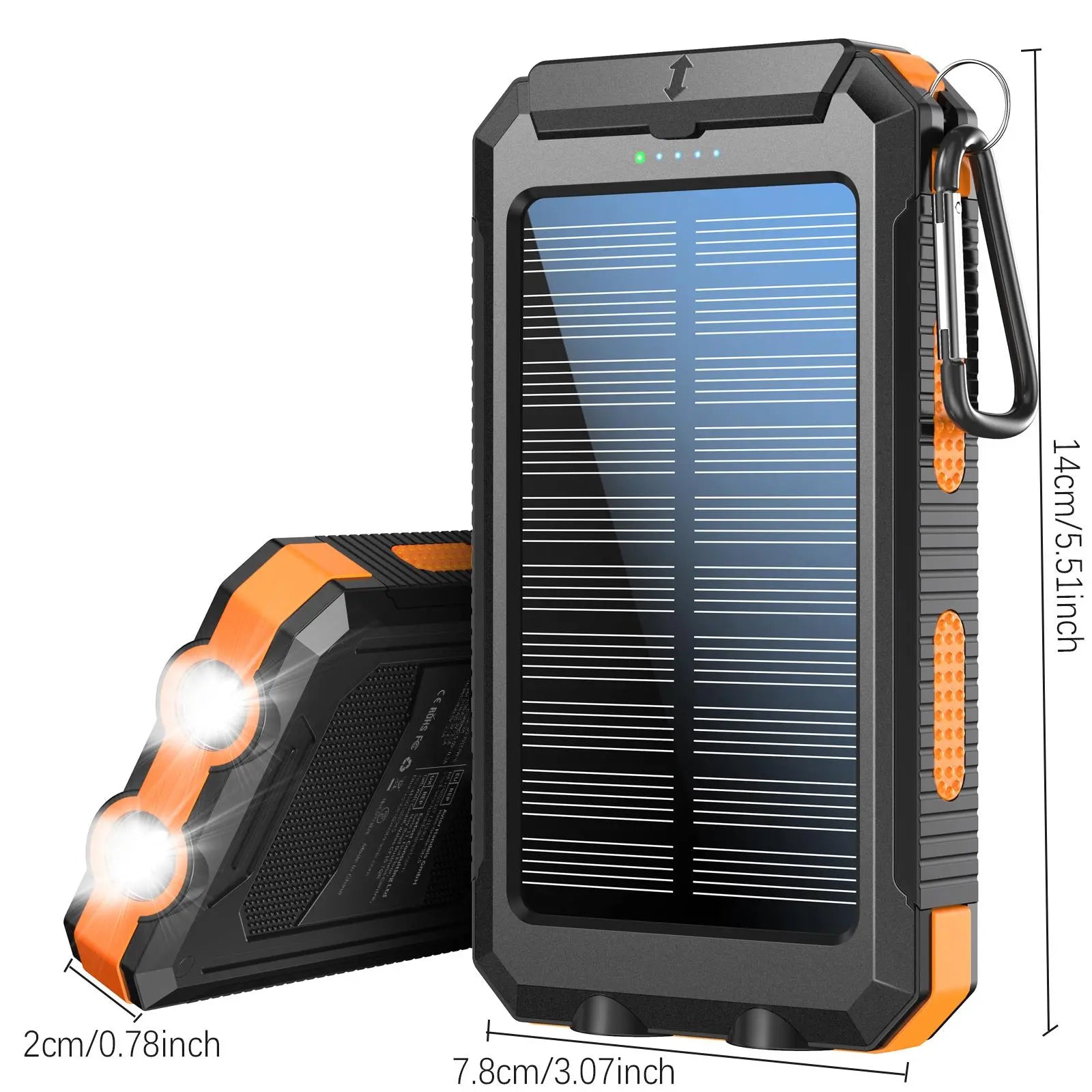 10000Mah Portable Solar Power Bank, Waterproof Solar Phone Charger with LED Light and Dual USB Ports, Compatible with Iphone and Android #GLOBAL PICKS
