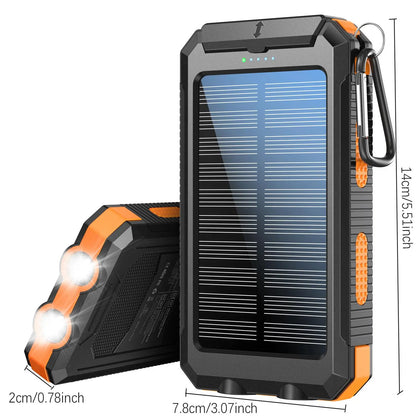 10000Mah Portable Solar Power Bank, Waterproof Solar Phone Charger with LED Light and Dual USB Ports, Compatible with Iphone and Android #GLOBAL PICKS