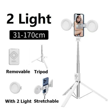 6-In-1 Alloy Selfie Stick with Fill Light - 67" Detachable Smartphone/Cellphone Tripod, Wireless Remote (Page Turner, Camera Video Recording, Music Control) for Ios (Iphone/Ipad), Android [Tools and Gadgets], Cool Gadgets