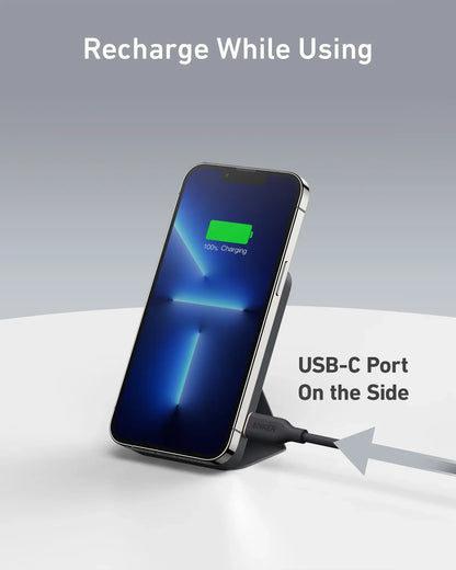 Anker 5,000Mah Magnetic Power Bank, Wireless Portable Charger with Foldable Stand & Side USB-C Port, Battery Pack for Iphone 17/16/15/14/13