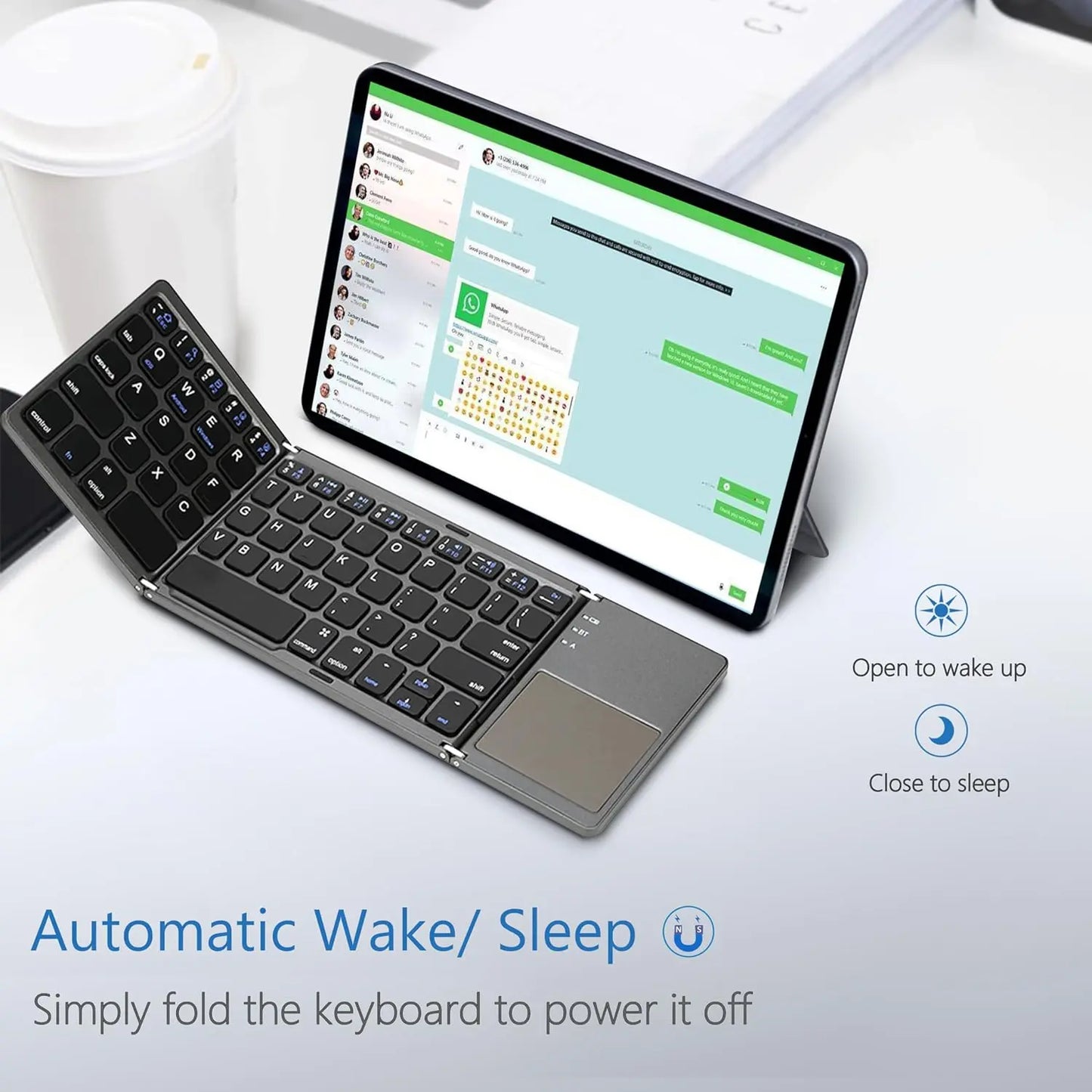 Ultra-Slim Foldable Wireless Bluetooth Keyboard for Tablets - Ideal for Home and Office Use