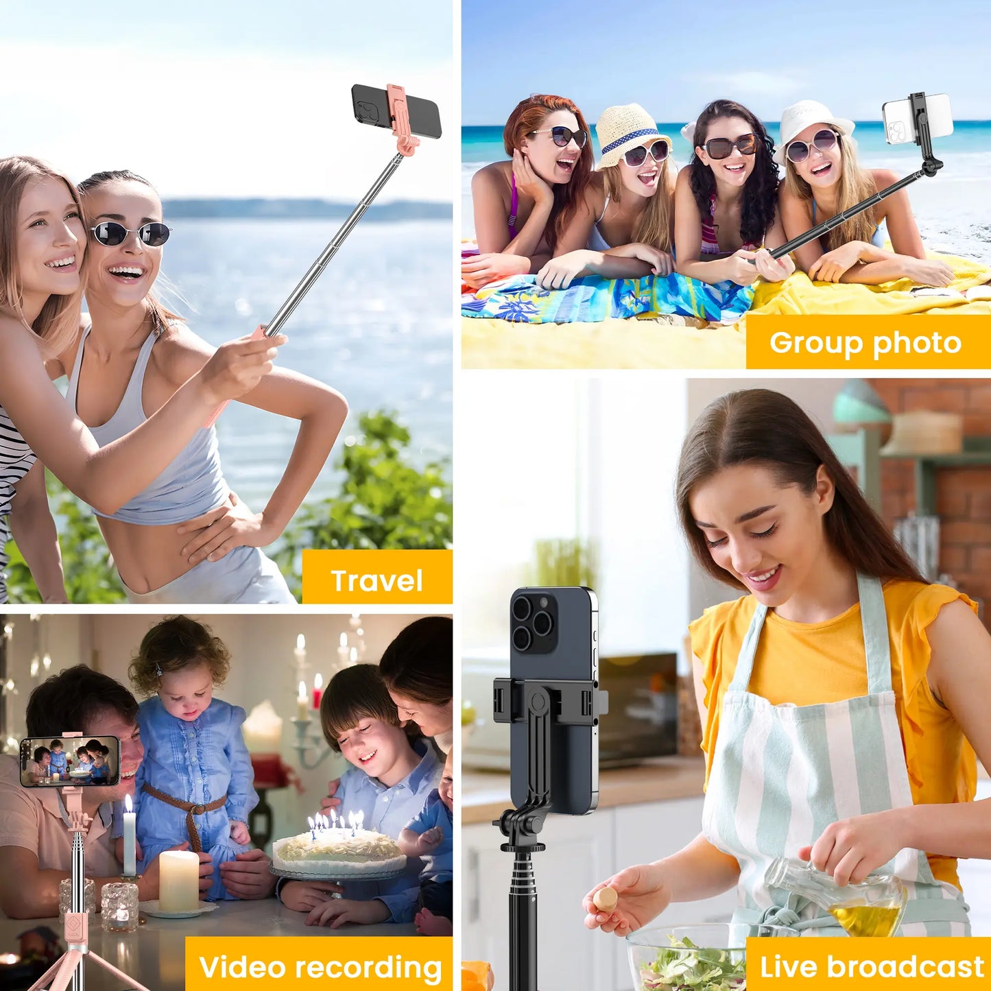 6-In-1 Alloy Selfie Stick with Fill Light - 67" Detachable Smartphone/Cellphone Tripod, Wireless Remote (Page Turner, Camera Video Recording, Music Control) for Ios (Iphone/Ipad), Android [Tools and Gadgets], Cool Gadgets