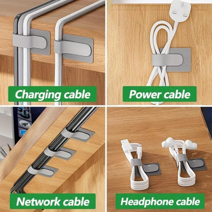 Self-Adhesive Reusable Cable Ties, 20Pcs Easy Desk Organizer & Management Tool, Strong Polyester Fiber Cable Ties for Home and Office Use, Modern Desk Accessories, Room Accessories